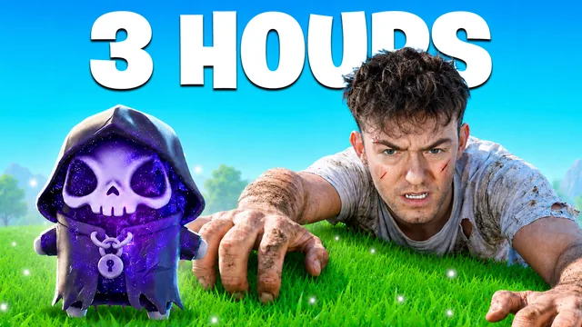 Exhausted player crawling toward a rare Fortnite skin, 3 hours